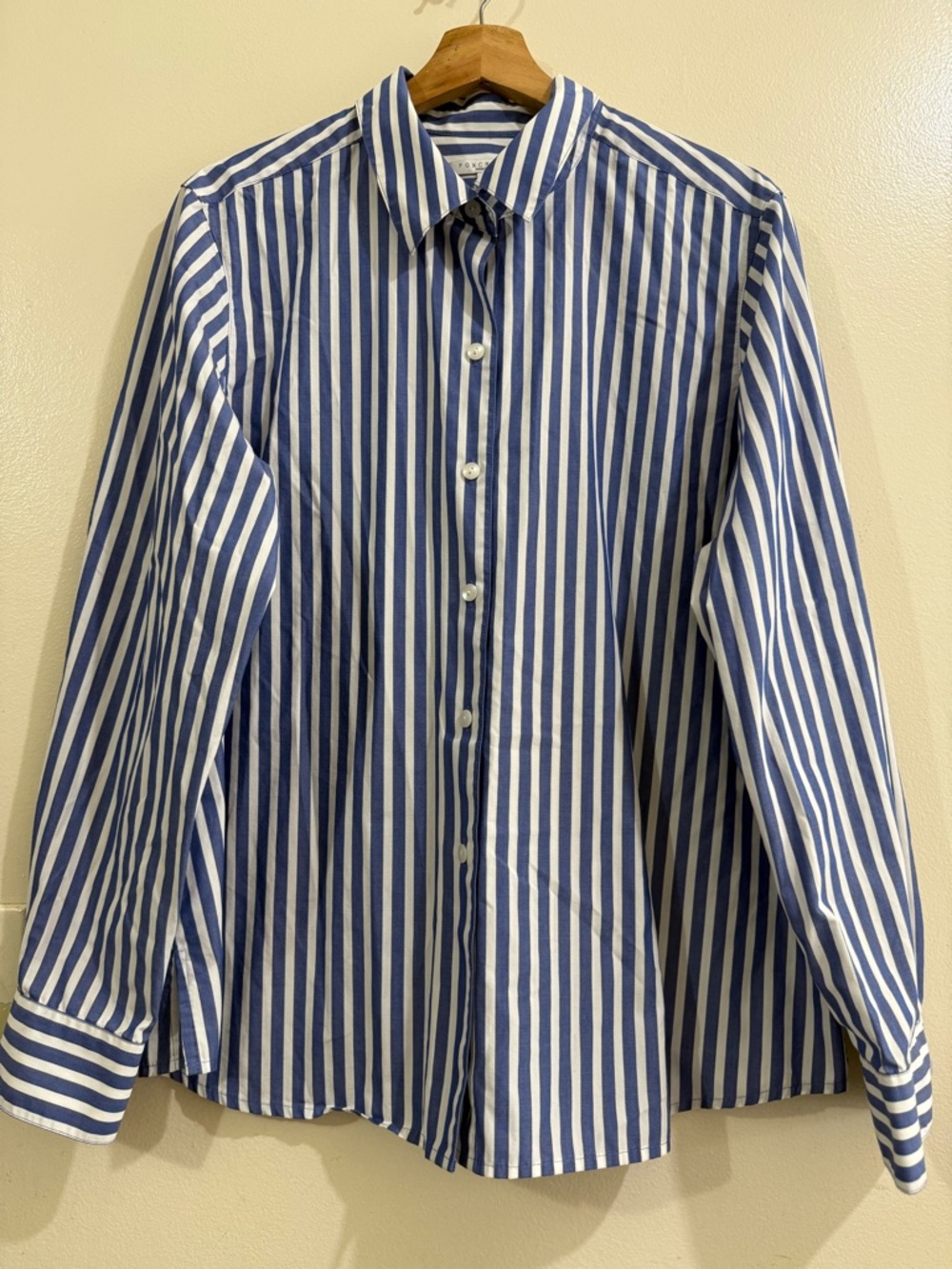 Foxcroft Navy and White Striped Dress Shirt